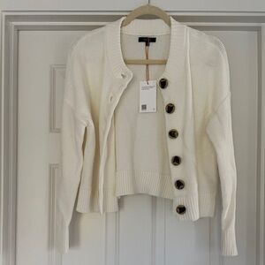 Brand New With Tag Quince Cropped Cotton Cardigan in Ivory